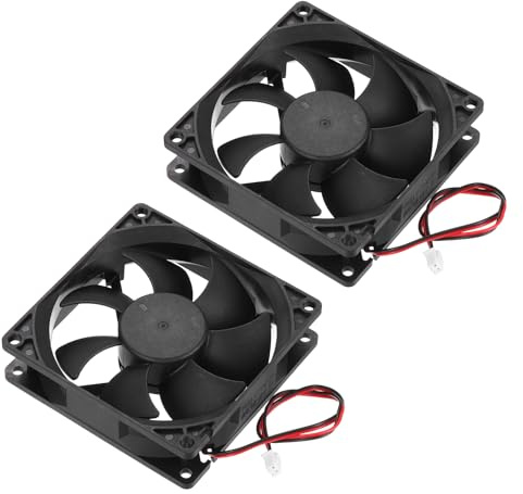 sourcing map 2 Pcs DC12V Brushless Cooling Fan DC12V 0.4A 90x90x25mm 2Pin 2Wire High Speed Quiet for 3D Printer Computer Case Video Equipment DIY Ventilation Project 3000-4600RPM