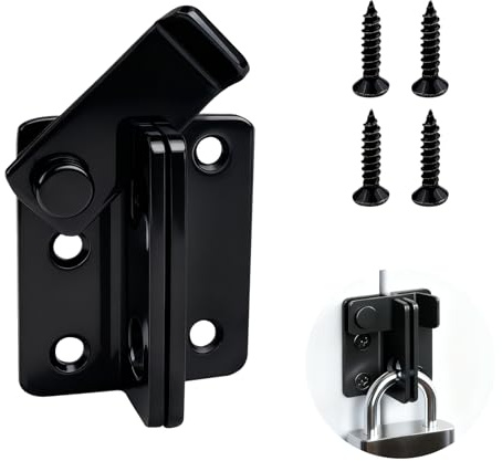CHALVIOR Verrou de porte coulissante, coulissante en glisser inoxydable, Résistant à la corrosion et à la rouille, robuste et durable, pour Porte, Fenêtre, Placard et Jardin, Finition Noir