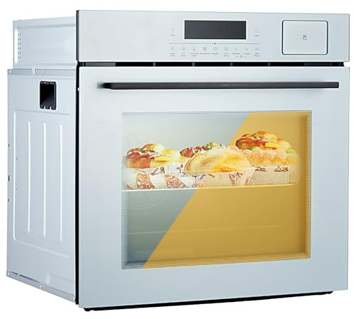 24 Inch Built-in Single Wall Oven with Steam Function - 3000W Convection Electric Oven, 2.5 Cu.ft Stainless Steel, 10 Cooking Modes, Touch Control, Safety Lock, ETL Certified (240V)