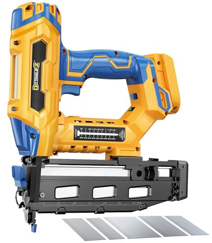 Cordless 16GA Finish Nailer Compatible with Dewalt Battery, 3/4 to 2-1/2 Inch Straight Power Motor Tool 20V,Tool-Free Adjustment, Dual Firing Modes Brad Nail Gun for Finish Work, Tool Only, 5.7LBS