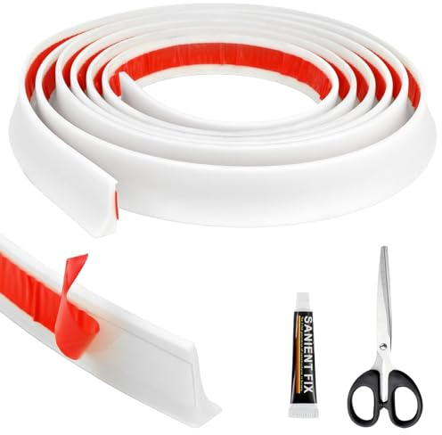 3M Shower Tray Sealing Strip - Silicone Wet Room Floor Barrier, Bendable Bath Sink Edging Edge Seal Trim, Threshold Floor Water Barrier Retaining Strips, Bathroom Sealant for Wet and Dry Separation