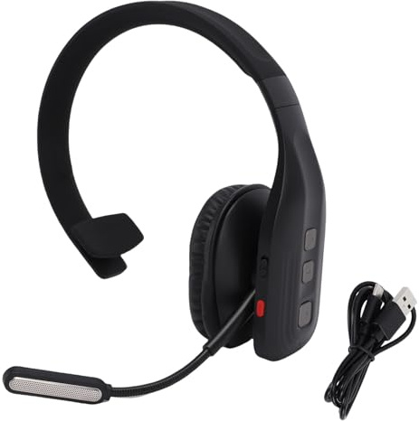 Lazmin112 Casque Bluetooth pour Camionneur, Casque sans Fil avec Microphone Antibruit, Lecture 60 Heures, Temps de Conversation 36 Heures, Connexion Multipoint, avec Bouton Muet, pour