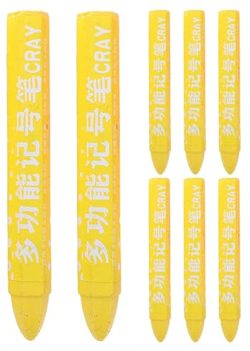 RUNROTOO Lot de 8 marqueurs pour pneus Jaunes - Stylos résistants à l'eau et à la décoloration - Craie à Base de Cire - Crayons de marquage Haute visibilité pour Le Lettrage des pneus de