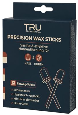 Tru Nasen & Ohren Haarentferner Wax, 12 Einweg-Sticks | Föhn aktivierbar, ohne Wachserhitzer