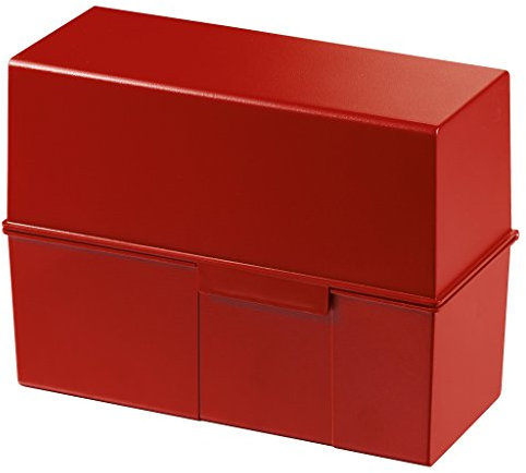 HAN Karteibox DIN A5 quer – innovatives, attraktives Design für 500 Karteikarten mit Stahlscharnier und Schnappverschluss, rot, 975-17, 1 STÜCK