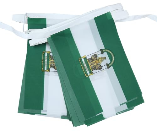 AZ FLAG Guirnalda Andalucía 6 m 20 banderas Poliéster Ligero 21x15 cm | Uso interior y exterior Cadena de banderas andaluza banderas cosidas sobre cinta reforzada