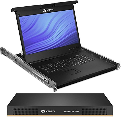 Avocent Rack Console 19 LCD Widescreen with 8-Port Digital KVM Over IP Switch & Cables (LRA185KMM8D-001)