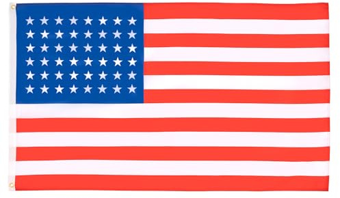 AZ FLAG Drapeau USA 48 étoiles 90x60 cm Polyester 100D 2 Œillets | Usage intérieur et extérieur Drapeau décoratif américain avec 48 étoiles coutures doubles et bords renforcés