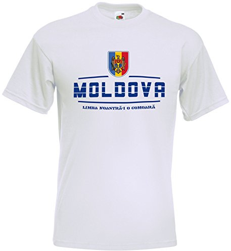 Moldawien T-Shirt Moldowa Fanshirt Nation EM WM Trikot Weiß M