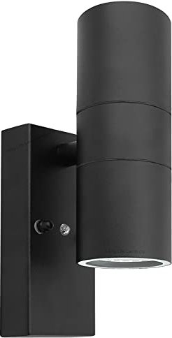 Long Life Lamp Company Outdoor Wall Light Dusk Till Dawn Sensor Black Finish Stainless Steel Up and Down Shining IP65 ZLC090-B