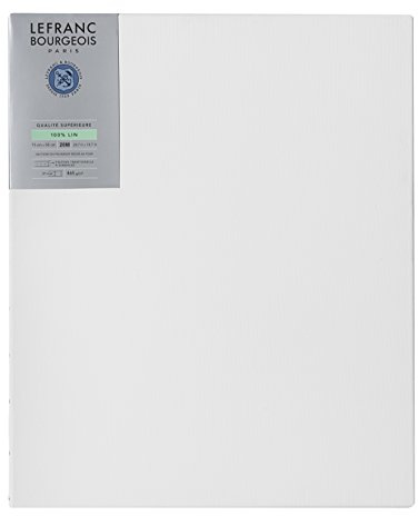 Lefranc Bourgeois 111231 Keilrahmen aus 100% Leinen in Premium Qualität, gebrauchsfertig Grundiert mit Titandioxid Gesso, seitlich genagelt auf massivem Kiefernholz - 20M