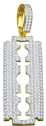 .iced-out. 925 Sterling Silber Micro Pave Anhänger - Rasierklinge gold