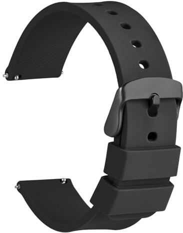 WOCCI Silikon Kautschuk Uhrenarmband mit Schwarzer Schnalle, Schnellverschluss Uhrenarmbänder, Ersatzarmband 14mm 16mm 19mm 18mm 20mm 21mm 22mm 24mm