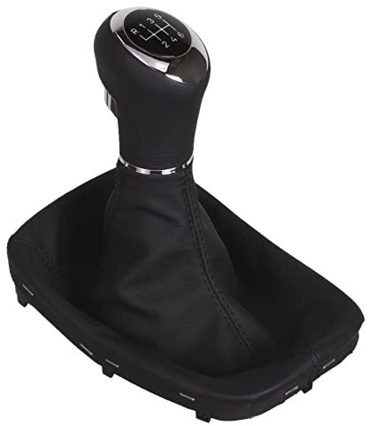 ICT Schaltknauf Schalthebel Schaltsack Schaltmanschette Leder, Naht schwarz, 6 gang, Kompatibel mit: Opel, Vauxhall, Holden Astra J 2009–2018 / Cascada 2013–2019 (ohne LED)