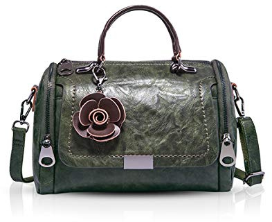 NICOLE & DORIS Damen handtaschen Frauen Retro Tasche PU Leder Schultertasche Vintage Top Griff Klein Blumen Crossbody Umhängetasche für Damen Dunkelgrün
