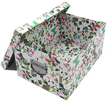 GUOZI Collapsible Storage Box, Decorative Memory box with Lid & Metal Reinforced Corners, Cardboard File Box with Handles, Organizer Gift Box for Keepsake Toy Photos Office Nursery Wardrobe Bookshelf