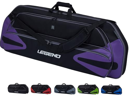 LEGEND Monstro Compound Bow Case - Soft Bow Case for Compound Bow, Padded Bow and Arrow Case for Archery Accessories, Premium Archery Bow Cases with 37 Arrow Tube Pocket for Travel - 44 Black/Purple