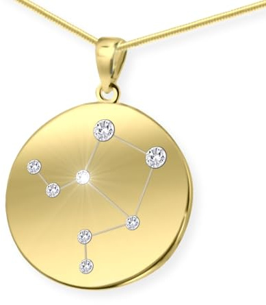 LILLY MARIE Damen Massive Silberkette Vergoldet Silber Gold Beschichtet Sternzeichen-Anhänger Längen-verstellbar Geschenke