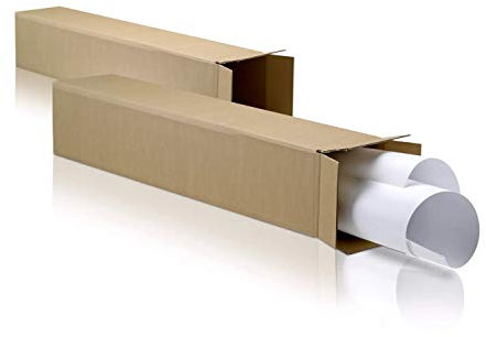 WPTrading - 100 Stück Versandhülsen 150 x 150 x 800 mm Braun - Versandhülse lang und eckig - 1-welliger Versandkarton - Karton Versandverpackung für Poster, Druckerzeugnisse, Angeln & Ski