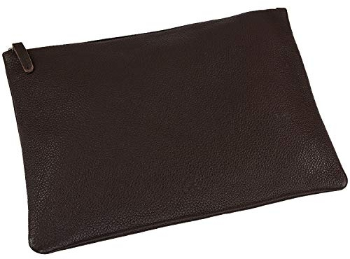 Wildery® extra große XXXL Banktasche Reisemappe Dokumententasche aus Echt Leder Geldmappe Aufbewahrungstasche mit Reißverschluss /#WI709 (Schwarz) (Braun)
