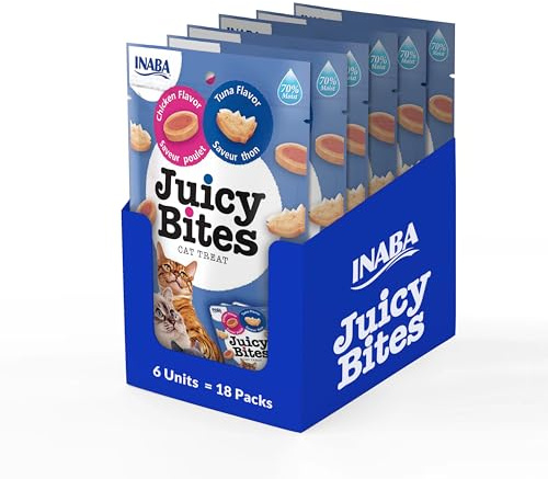 INABA Juicy Bites - Kyckling och tonfisk för kattgodis - halvfuktiga - 18 påsar x 11,3 g