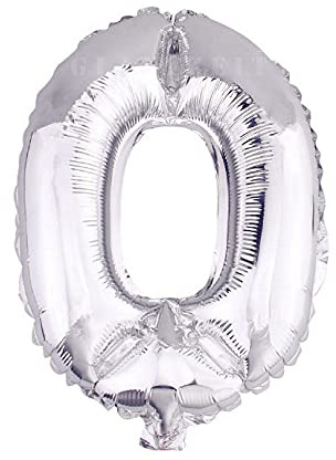 Lepep 40 cm Silber Luftballons Zahlen von 0 bis 9 Buchstaben von A bis Z Party Deko Ballons für Geburtstag Babydusche Brautparty Hochzeit Abschlussball Dekoration Folienballons (Zahl 0)