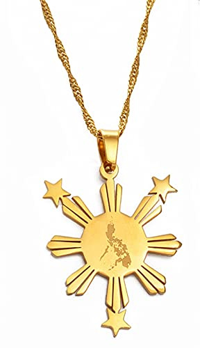 LIUZIXI Philippinen Karte Anhänger Halskette - Ethnischer Charme Philippinische Landkarte Flagge Anhänger - Hip Hop Trendy Kette Schmuck Für Männer Frauen Jahrestag Party Geschenk
