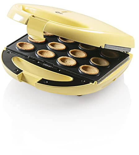Bestron Waffeleisen für Zaubernüsse, Oreschki Maker im Retro Design, mit automatischer Temperaturregelung, Backampel & Antihaftbeschichtung, 850 Watt, Farbe: Gelb
