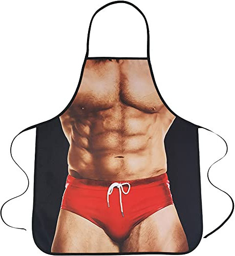 XingDerK Kochschürze Küchenschürze Lustige Schürze Wasserdichte für Herren Damen Geschenk für Party Costume Grill (Muskelmann)