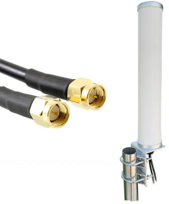 UniteCom High Performance 4G/5G MIMO Waterproof Outdoor Antenna High Gain Pole Mount Heavy Duty Dual Input 10 Meter SMA Broadband Router Mobile Internet Aerial 02 Vodafone Three EE (10M Cables)