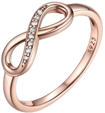 Bestyle Ring Damen Silber 925 Schlicht Unendlichkeit Ring Cross Ring Personalisiert