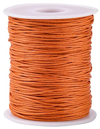 UR URLIFEHALL Corda in cotone cerato, 100 m, arancione scuro, 1 mm, macramè, cerato, filo di perline per bracciali, collane, gioielli e creazioni artigianali