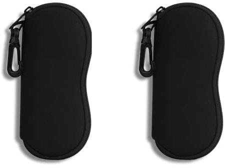 Hion Confezione da 2 custodie per occhiali da sole Custodia morbida con clip da cintura Custodia per occhiali con cerniera in neoprene ultraleggera Borsa per occhiali da sole stampata