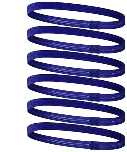 AKH® Sportpannband |6-pack | svettband | halkskydd | elastiska pannband | gym | hårband för unisex kvinnor män |för löpning, cykling, träning, yoga | sportpannband (kungsblå)