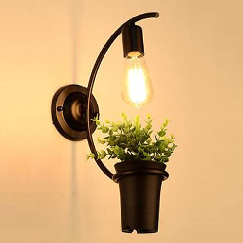 vsGotber Wall Lights,E27 Simulation Green Plants Wall Lamp Wrought Iron Flower Pot Wall Light Eye Protection Modern Illumination Lamps Living Room Cafe Bar Corridor Lights