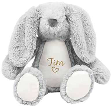 mamir home Hase Baby Geschenk Kuscheltier personalisiert mit Namen I 34cm I Geburtsgeschenk Idee I Geburt, Taufe, Geburtstag & Weihnachten