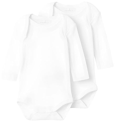 NAME IT Baby - Mädchen Nbnbody 2p Ls Solid White Noos Body