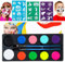 FLYISH DIRECT Colori Trucco Viso Bambini, Colori per dipingere il corpo, Trucchi Bambina anallergici, 10 colori con 2 pennelli e 28 stencil