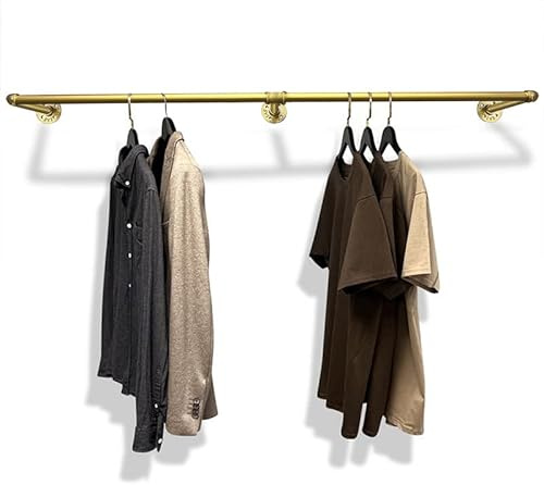 RSR Hangers Kleiderstange Garderobe Industrie Design für Wand Gold | Breite 100 cm x Tiefe 30 cm | Wandmontage | Garderobenstange | Ankleidezimmer | Flur | begehbarer Kleiderschrank | M50200-Gold