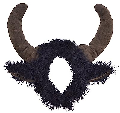 labreeze Haarreif mit braunen Stierhörnern, flauschige schwarze Ohren, Tierbuchwoche, Kostüm-Zubehör