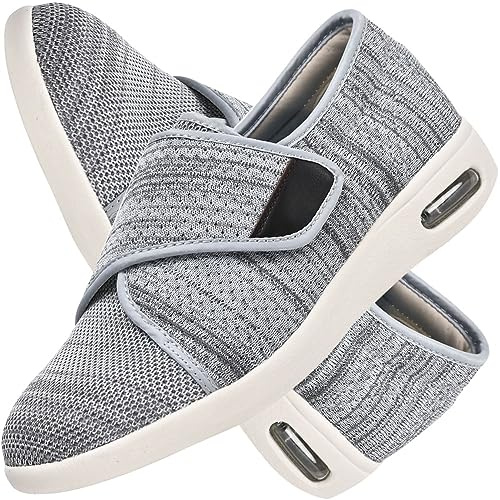 POFH Pantoufles Diabétiques Sport Femmes Coussin d'air Legere et Confortable Grande Taille Respirantes Casual Baskets Mesh Running Fitness Respirant Sneakers (Color : Lightgrey, Size : 40.5 EU)