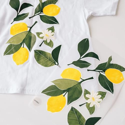 Stickly Iron-On Transfers Lemon Set, DIN A4 with Ironing Fleece for Ironing, Decoration, Clothing Repair of T-Shirts, Hoodies, Jeans for Children, Adults