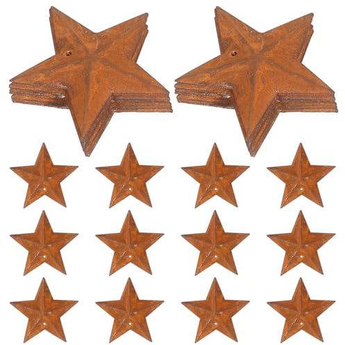 Amosfun 30 StüCk Metallsterne Zum Basteln Rostige FüNfzackige Sterne 1.77 Zoll HäNgend Weihnachtsdeko Vintage Scheunensterne FüR DIY Weihnachtsfeier Wand Fenster Dekoration
