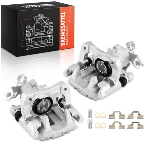 Frankberg 2x Bremssattel Bremszange Hinten Aluminium mit Halter 1J0615423 | Lochabstand Halterung 90mm; Kompatibel mit Cordoba 6K1 6K2, Golf IV Van 1J1, A3 8L1, New Beetle 1C1 9C1, Cordoba Vario 6K5