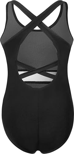 WYHDY Women’s Ballet Dance Leotard Tank Leotards Sleeveless, Mesh Waist, Crisscross Straps Back(SM23619-06-S)