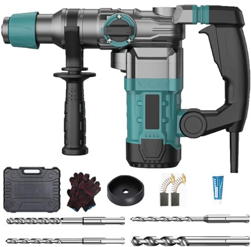 LFYLCDJJ Martello demolitore Rotante 220 V, Martello Elettrico 3 in 1, Trapano a percussione 1200 W, Martello scalpellatore per calcestruzzo e muratura, 3900 al Minuto Viene Fornito con Custodia per.