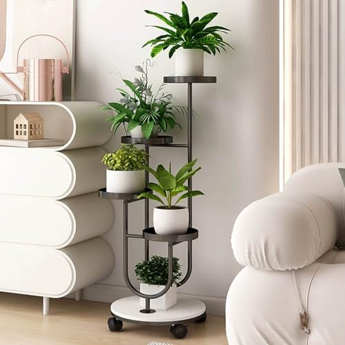DSEWTEZXI Porte plantes d'intérieur, Métal porte plante interieur, supports de pots de fleurs extérieur, support jardiniere balcon, meuble plante jardin, Diverses plantes peuvent être placées.(Nero)