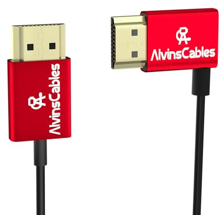 Alvin’s Cables 8K HDMI Cable 2.1 48Gbps High Speed Φ2.4mm Ultra-Thin HDMI 8K@60Hz 4K@120Hz for Sony A7 A9, BMPCC, for Panasonic GH5, for Canon C70, for Atomos Ninja, for SmallHD, Left Angle 1m| 39.3in