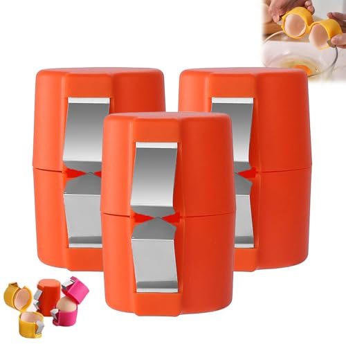 3PCS Egg Cracker Tool, Egg Shell Opener Egg Peeler for Hard Boiled Eggs, Handheld Egg Cracking Tool, Portable Eggshell Remover Egg Opener, Kitchen Baking Separator Tool for Home Dorm Kitchen (Orange)