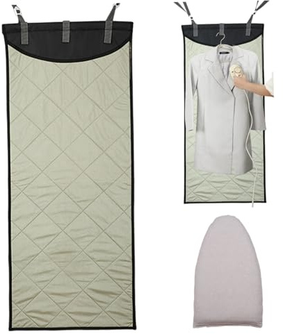 Tabla de planchar para colocar sobre la puerta, tapete de planchado vertical y horizontal de 45x19 pulgadas, almohadilla para vaporizador de ropa resistente al calor con manopla para vaporizador, tabl
